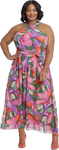 London Times Women's Twist Neck Halter Maxi Dress in Saudi Arabia