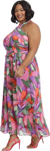 London Times Women's Twist Neck Halter Maxi Dress in Saudi Arabia