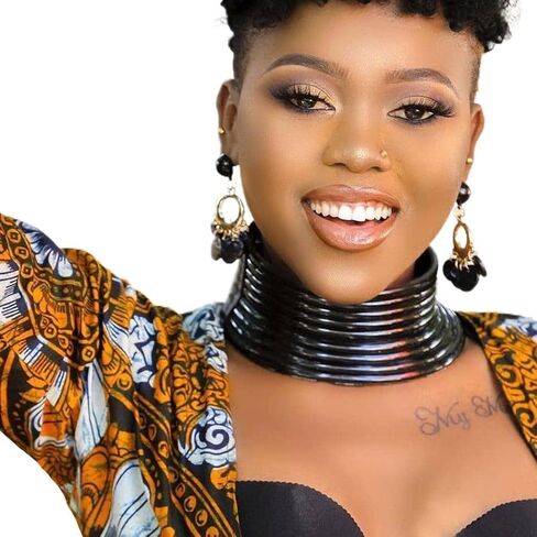 Barode African Choker Necklaces Chunky Black Bib Statement Necklace Choker National Tribal Necklace Costume Jewelry Set for Women and Girls in Kuwait