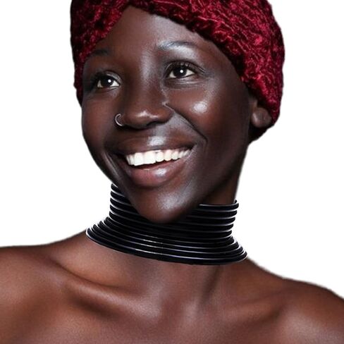 Barode African Choker Necklaces Chunky Black Bib Statement Necklace Choker National Tribal Necklace Costume Jewelry Set for Women and Girls in Kuwait