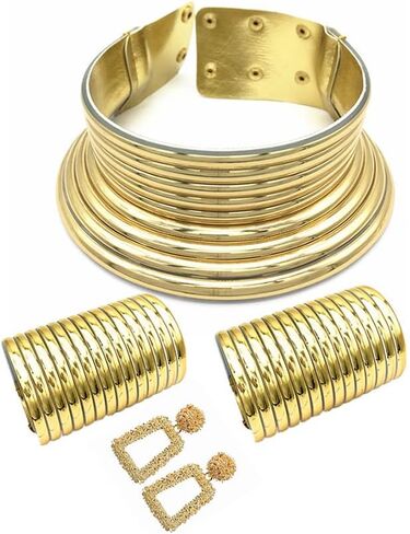 قلادات من أطواق إفريقية مميزة مكونة من 4 قطع من فريند، مصنوعة من سبائك الزنك، خالية من الأحجار الكريمة, سبيكة زنك, بدون أحجار كريمة in Kuwait