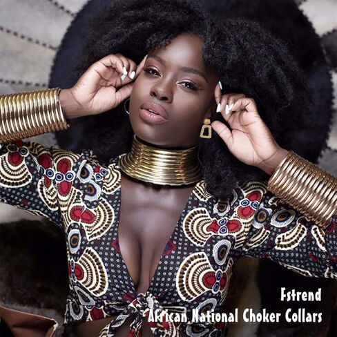 قلادات من أطواق إفريقية مميزة مكونة من 4 قطع من فريند، مصنوعة من سبائك الزنك، خالية من الأحجار الكريمة, سبيكة زنك, بدون أحجار كريمة in Kuwait