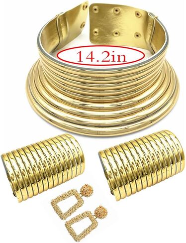 قلادات من أطواق إفريقية مميزة مكونة من 4 قطع من فريند، مصنوعة من سبائك الزنك، خالية من الأحجار الكريمة, سبيكة زنك, بدون أحجار كريمة in Kuwait