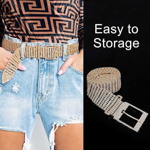 حزام نسائي جميل من حجر الراين بالكامل، أحزمة فضية لامعة لفستان نسائي، حزام لامع متلألئ مع إبزيم in Kuwait