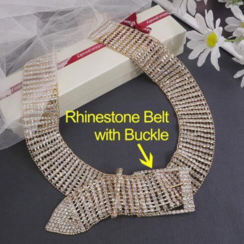 حزام نسائي جميل من حجر الراين بالكامل، أحزمة فضية لامعة لفستان نسائي، حزام لامع متلألئ مع إبزيم in Kuwait