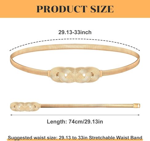 Skinny Women Belt Gold Metal Elastic Belt Adjustable Thin Waist Belt for Dress Stretch Spring Waist Belt in Saudi Arabia