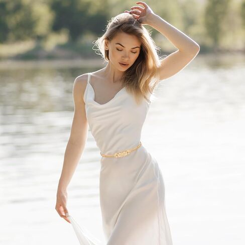 Skinny Women Belt Gold Metal Elastic Belt Adjustable Thin Waist Belt for Dress Stretch Spring Waist Belt in Saudi Arabia