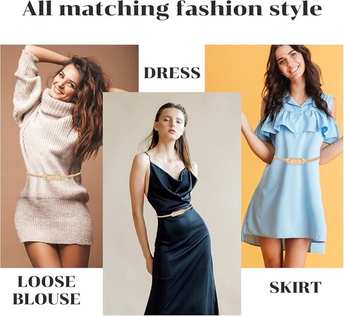 Skinny Women Belt Gold Metal Elastic Belt Adjustable Thin Waist Belt for Dress Stretch Spring Waist Belt in Saudi Arabia