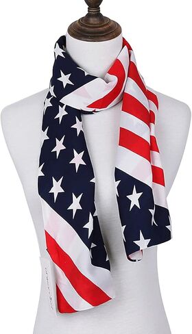 OTATEAN Fashion USA Flag Scarfs For Women Cozy Lightweight Flag Scarves for Women, Multicolor, Mudium in Kuwait