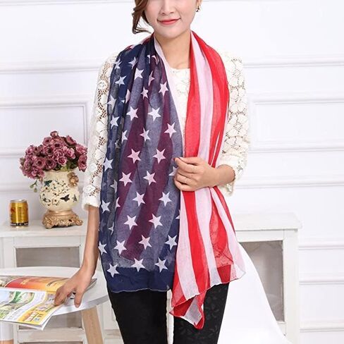 OTATEAN Fashion USA Flag Scarfs For Women Cozy Lightweight Flag Scarves for Women, Multicolor, Mudium in Kuwait