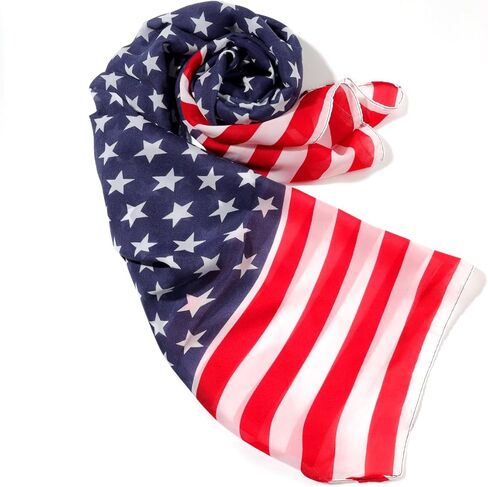 OTATEAN Fashion USA Flag Scarfs For Women Cozy Lightweight Flag Scarves for Women, Multicolor, Mudium in Kuwait