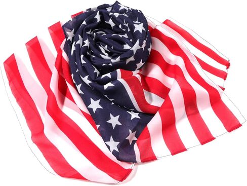 OTATEAN Fashion USA Flag Scarfs For Women Cozy Lightweight Flag Scarves for Women, Multicolor, Mudium in Kuwait