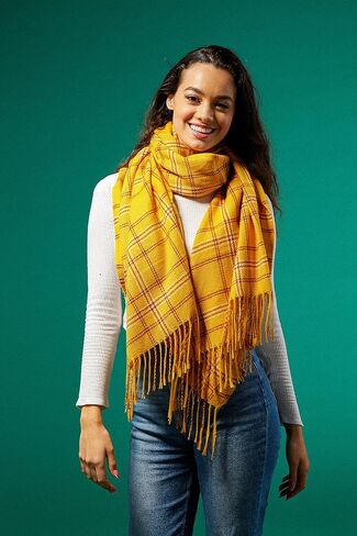 Hadley Wren Women's Plaid Fringe Scarf Collection in Kuwait
