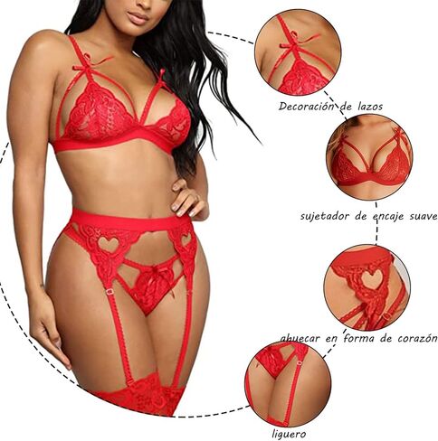 مجموعة الملابس الداخلية النسائية الرباط الرباط الحزام Strappy الصدرية واللباس الداخلي مجموعة تيدي بيبي دول ارتداءها مجموعة Bralette مثير in Kuwait