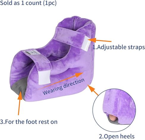 Ehucon Velour Heel Protector for Pressure Sores,Velvet Bed Sore Cushions Relief Heel Pain from Ulcers,Foot Elevation Ankle Pillow for Bedridden Patients（Pack of 1 pcs） in Kuwait