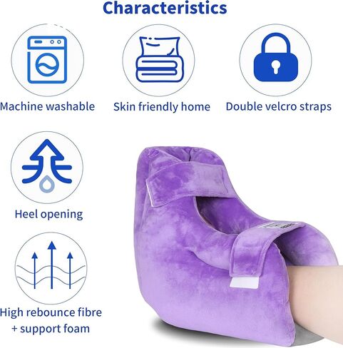 Ehucon Velour Heel Protector for Pressure Sores,Velvet Bed Sore Cushions Relief Heel Pain from Ulcers,Foot Elevation Ankle Pillow for Bedridden Patients（Pack of 1 pcs） in Kuwait