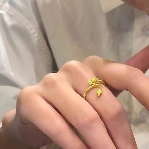 Punk Luck Dragon Ring Dragon Finger Ring Gold Chinese Dragon Ring Dragon's Tail Qiankun Lucky Ring Flying Dragon Knuckle Ring Adjustable Open Ring Jewelry for Women and Girls in Saudi Arabia