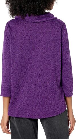 MULTIPLES Women's Petite Three Quarters Sleeve Drawstring Cowl Collar Wrap Front Hi-lo Top with Embellishment in Saudi Arabia