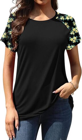 قمصان صيفية للسيدات من AYIFU بأكمام قصيرة كاجوال عصرية مطبوعة تي شيرت راجلان in Kuwait