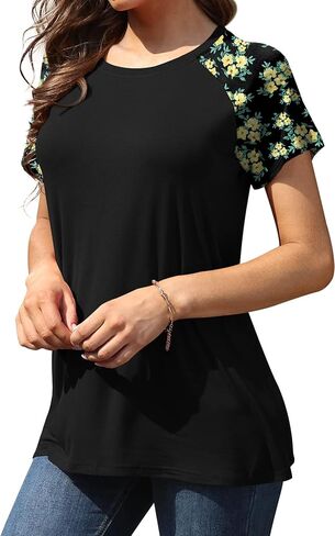 قمصان صيفية للسيدات من AYIFU بأكمام قصيرة كاجوال عصرية مطبوعة تي شيرت راجلان in Kuwait