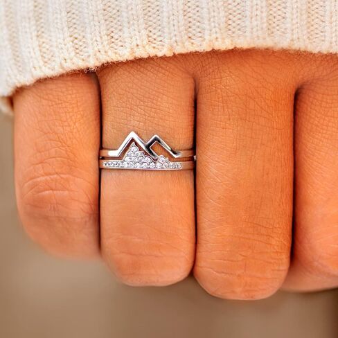 STORYJEWELLERY Mountain Ring for Women, Silver Hill Ring for Girls, Faith Rings for Women, Birthday Christmas Gift Jewelry Ring for Women in Saudi Arabia
