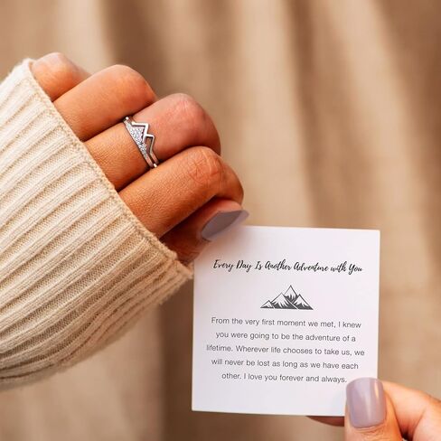 STORYJEWELLERY Mountain Ring for Women, Silver Hill Ring for Girls, Faith Rings for Women, Birthday Christmas Gift Jewelry Ring for Women in Saudi Arabia