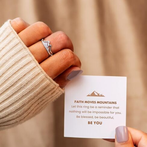 STORYJEWELLERY Mountain Ring for Women, Silver Hill Ring for Girls, Faith Rings for Women, Birthday Christmas Gift Jewelry Ring for Women in Saudi Arabia