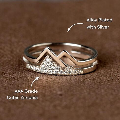 STORYJEWELLERY Mountain Ring for Women, Silver Hill Ring for Girls, Faith Rings for Women, Birthday Christmas Gift Jewelry Ring for Women in Saudi Arabia