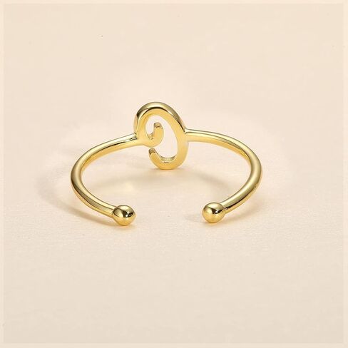 ميلاكولاتو خواتم من الفضة الاسترلينية عيار 925 للنساء مطلية بالذهب عيار 18 قيراط قابلة للتعديل بتصميم حرف ابجدي مفتوح قابل للتكديس من A-Z للفتيات المراهقات in Kuwait