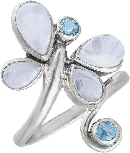 YoTreasure Moonstone & Blue Topaz Chunky Ring in .925 Sterling Silver in Saudi Arabia