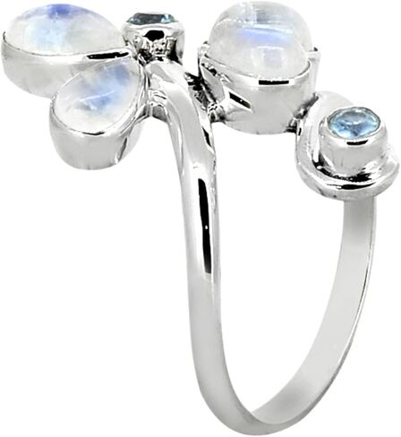 YoTreasure Moonstone & Blue Topaz Chunky Ring in .925 Sterling Silver in Saudi Arabia
