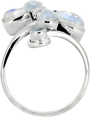 YoTreasure Moonstone & Blue Topaz Chunky Ring in .925 Sterling Silver in Saudi Arabia