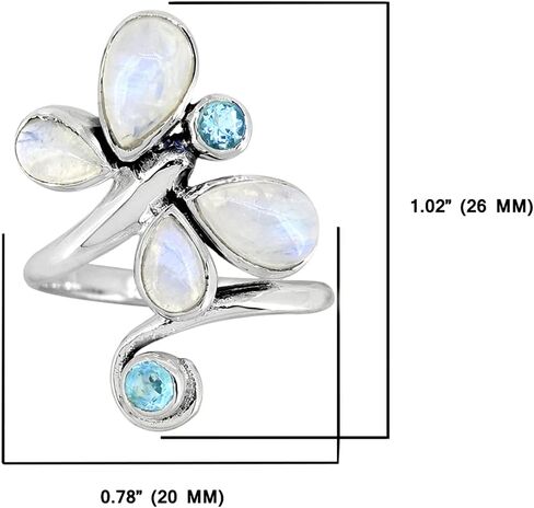 YoTreasure Moonstone & Blue Topaz Chunky Ring in .925 Sterling Silver in Saudi Arabia