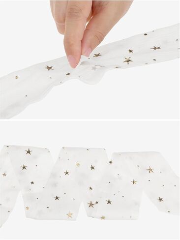 Elerevyo Women Gilding Metallic Shiny Star Scarves, Chiffon Skinny Long Ribbon Hair Band Neck Scarf Neckerchief in Saudi Arabia