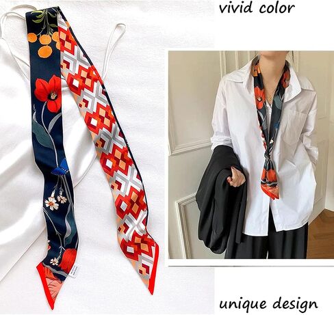 Versatile Silk Like Skinny Scarf Narrow Neckerchief Women’s Fashion Bag Ribbon Scarf Headbands Trendy Hair Band in Saudi Arabia