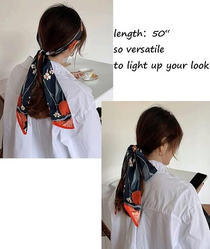 Versatile Silk Like Skinny Scarf Narrow Neckerchief Women’s Fashion Bag Ribbon Scarf Headbands Trendy Hair Band in Saudi Arabia