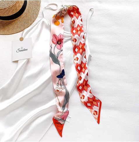 Versatile Silk Like Skinny Scarf Narrow Neckerchief Women’s Fashion Bag Ribbon Scarf Headbands Trendy Hair Band in Saudi Arabia