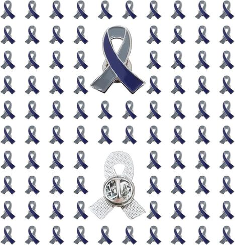 Diabetes Awareness Pins Gray & Blue Ribbon Ename Lapel Pins Diabetes Awareness Supplies in Kuwait