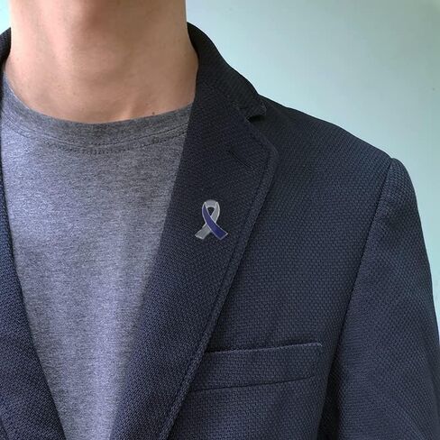 Diabetes Awareness Pins Gray & Blue Ribbon Ename Lapel Pins Diabetes Awareness Supplies in Kuwait