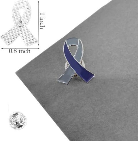 Diabetes Awareness Pins Gray & Blue Ribbon Ename Lapel Pins Diabetes Awareness Supplies in Kuwait