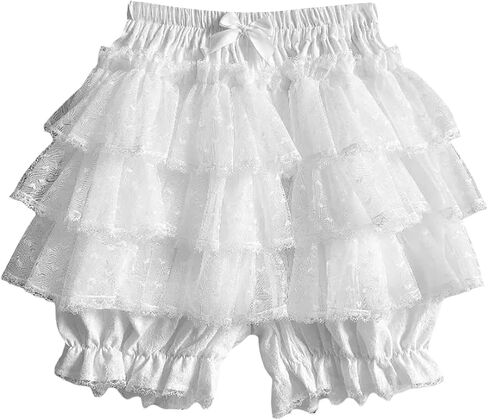 SOLILOQUY Women's Lolita Kawaii Mini Skirts Elastic Waist Tiered Ruffle Mini Skirts/Skort Japanese Korean Cute Sweet Skirt in Saudi Arabia