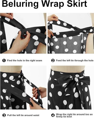 Beluring Womens Wrap Maxi Skirt High Waisted Tie Knot Summer Asymmetrical Flowy Beach Skirts in Kuwait