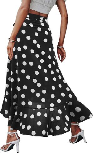 Beluring Womens Wrap Maxi Skirt High Waisted Tie Knot Summer Asymmetrical Flowy Beach Skirts in Saudi Arabia