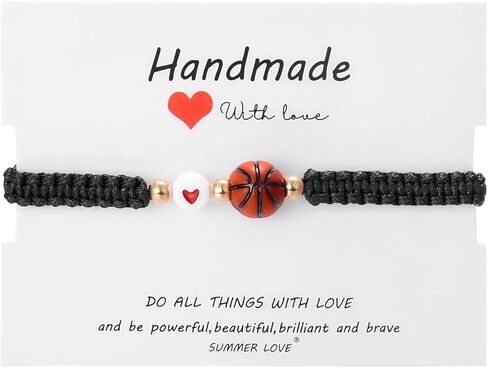 Azusa Sun Ball Charm Bracelet Heart Bead Adjustable Braided Bracelet Sport Theme Birthday Party Jewelry Gifts for Women Men Fan in Kuwait