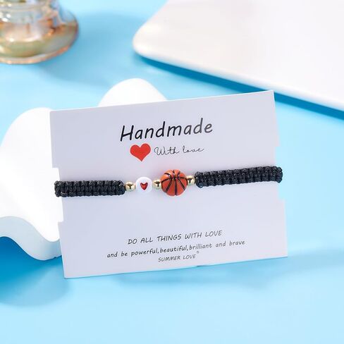 Azusa Sun Ball Charm Bracelet Heart Bead Adjustable Braided Bracelet Sport Theme Birthday Party Jewelry Gifts for Women Men Fan in Kuwait