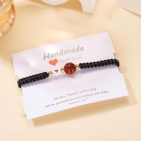 Azusa Sun Ball Charm Bracelet Heart Bead Adjustable Braided Bracelet Sport Theme Birthday Party Jewelry Gifts for Women Men Fan in Kuwait