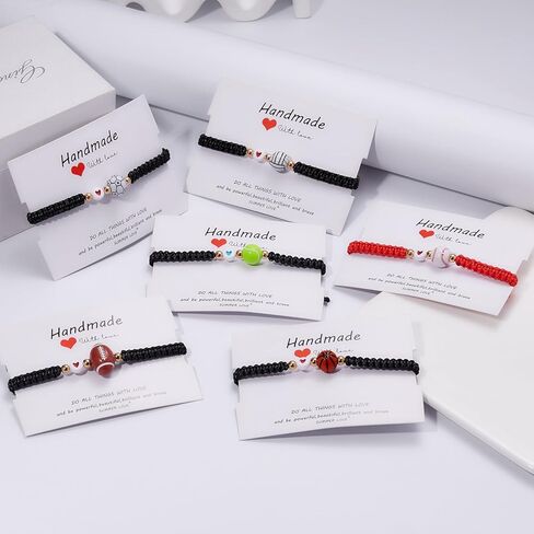 Azusa Sun Ball Charm Bracelet Heart Bead Adjustable Braided Bracelet Sport Theme Birthday Party Jewelry Gifts for Women Men Fan in Kuwait