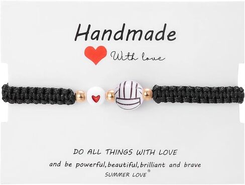Azusa Sun Ball Charm Bracelet Heart Bead Adjustable Braided Bracelet Sport Theme Birthday Party Jewelry Gifts for Women Men Fan in Saudi Arabia