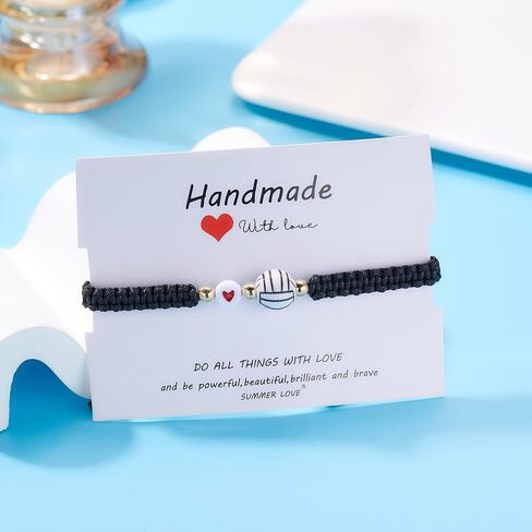 Azusa Sun Ball Charm Bracelet Heart Bead Adjustable Braided Bracelet Sport Theme Birthday Party Jewelry Gifts for Women Men Fan in Saudi Arabia