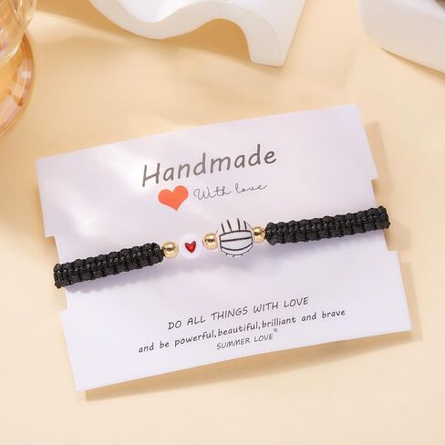Azusa Sun Ball Charm Bracelet Heart Bead Adjustable Braided Bracelet Sport Theme Birthday Party Jewelry Gifts for Women Men Fan in Saudi Arabia